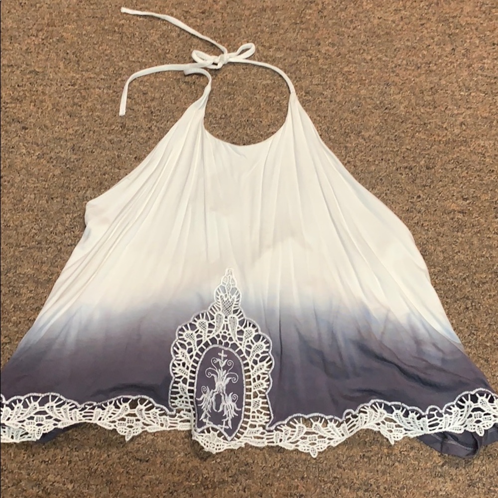 gray and white halter top